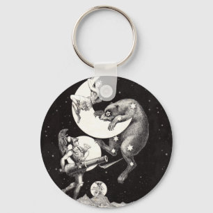 Celestial Moon Sky Universe God Night Illustration Keychain