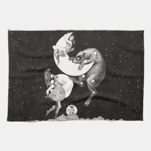 Celestial Moon Sky Universe God Night Illustration Kitchen Towel