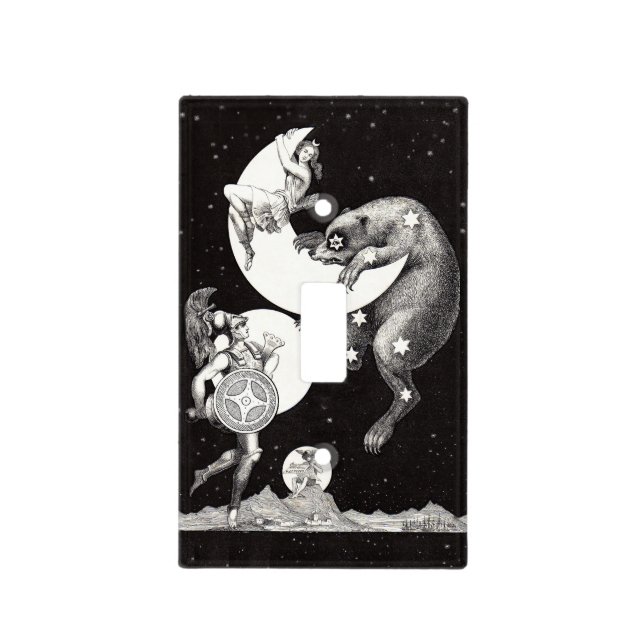 Celestial Moon Sky Universe God Night Illustration Light Switch Cover (Front)