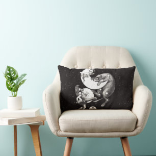 Celestial Moon Sky Universe God Night Illustration Lumbar Pillow