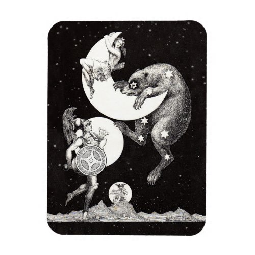 Celestial Moon Sky Universe God Night Illustration Magnet