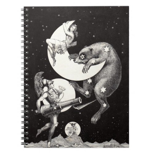 Celestial Moon Sky Universe God Night Illustration Notebook