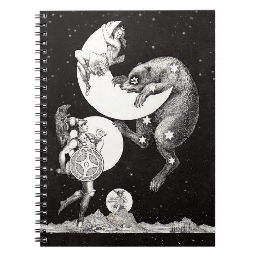 Celestial Moon Sky Universe God Night Illustration Notebook