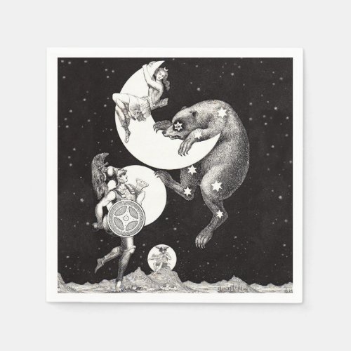Celestial Moon Sky Universe God Night Illustration Paper Napkins