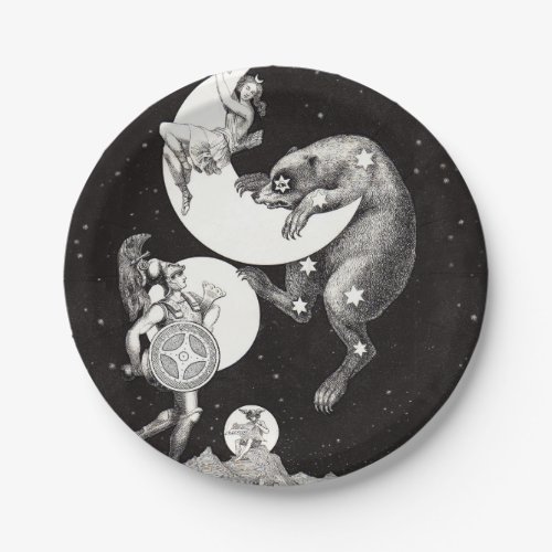 Celestial Moon Sky Universe God Night Illustration Paper Plates