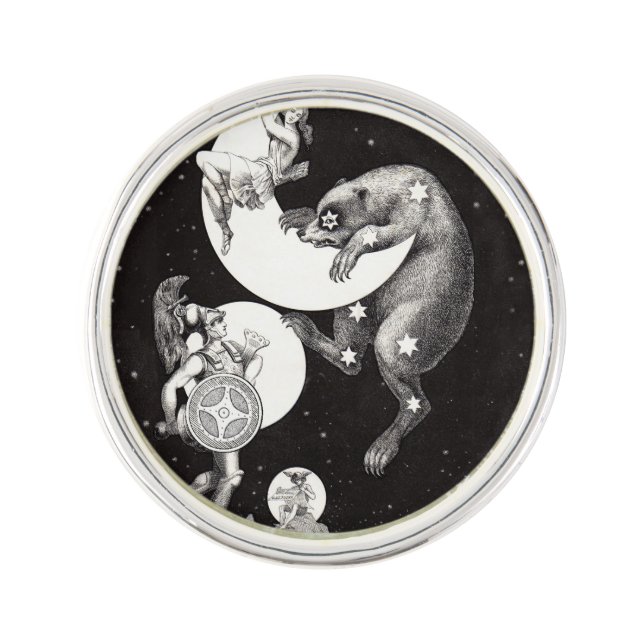 Celestial Moon Sky Universe God Night Illustration Pin (Front)