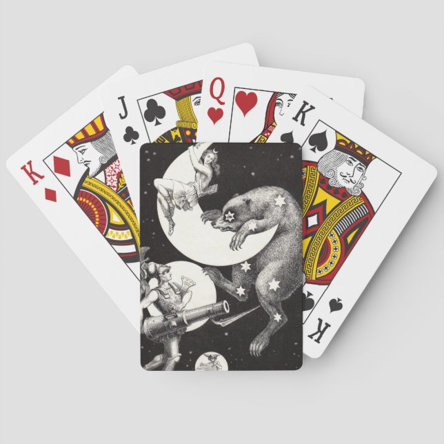 Celestial Moon Sky Universe God Night Illustration Poker Cards (Back)