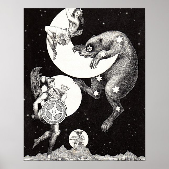 Celestial Moon Sky Universe God Night Illustration Poster (Front)
