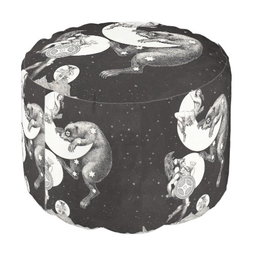 Celestial Moon Sky Universe God Night Illustration Pouf