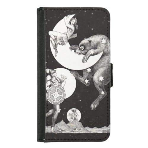 Celestial Moon Sky Universe God Night Illustration Samsung Galaxy S5 Wallet Case