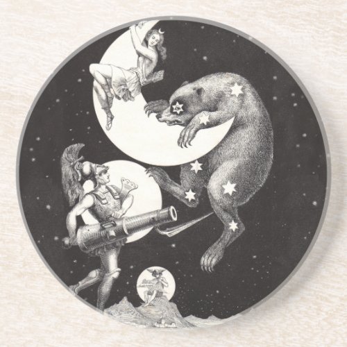 Celestial Moon Sky Universe God Night Illustration Sandstone Coaster