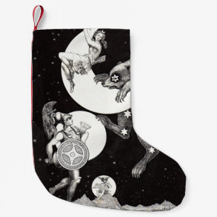 Celestial Moon Sky Universe God Night Illustration Small Christmas Stocking