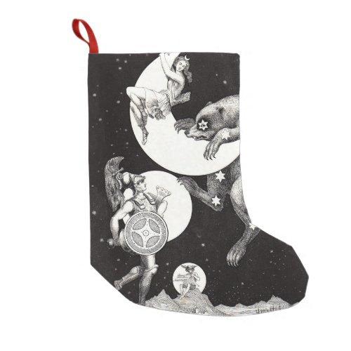 Celestial Moon Sky Universe God Night Illustration Small Christmas Stocking