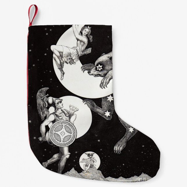 Celestial Moon Sky Universe God Night Illustration Small Christmas Stocking (Front)