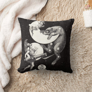 Celestial Moon Sky Universe God Night Illustration Throw Pillow