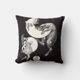 Celestial Moon Sky Universe God Night Illustration Throw Pillow