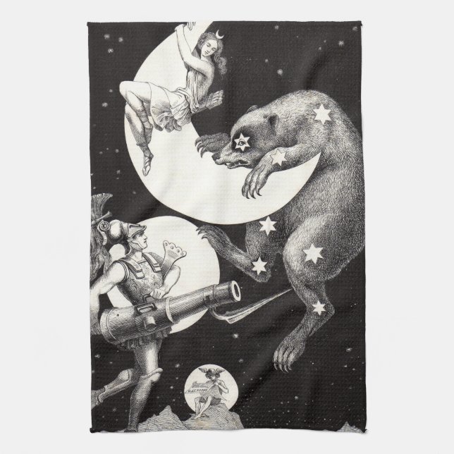 Celestial Moon Sky Universe God Night Illustration Towel (Vertical)