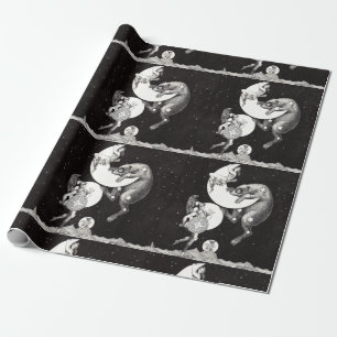 Celestial Moon Sky Universe God Night Illustration Wrapping Paper