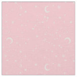 celestial moon star constellation pink fabric