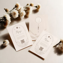 Celestial Moon Star Holistic Monogram QR Code RSVP