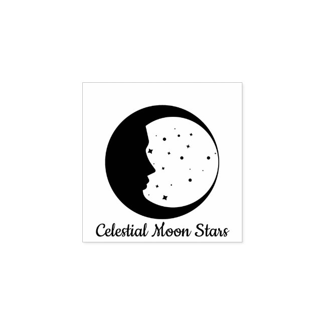 Celestial Moon Stars Astrology Rubber Stamp