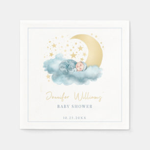 Celestial moon stars baby boy shower paper napkins