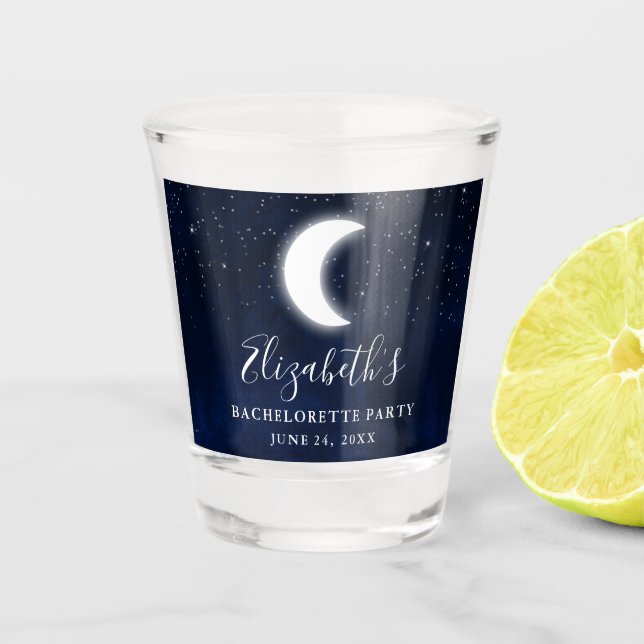Celestial Moon Stars Bachelorette Party Shot Glass (Front)