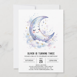 Celestial Moon Stars Birthday Invitation