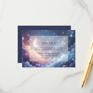 Celestial Moon Stars Blue Wedding Details Enclosure Card