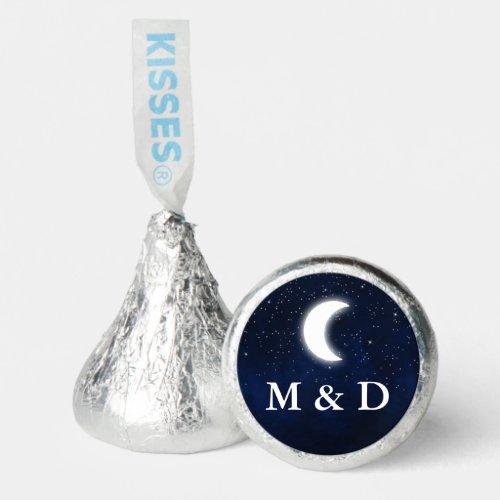 Celestial Moon Stars Bride Groom Initials Wedding Hersheys Kisses