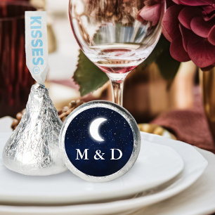Celestial Moon Stars Bride Groom Initials Wedding Hershey®'s Kisses®