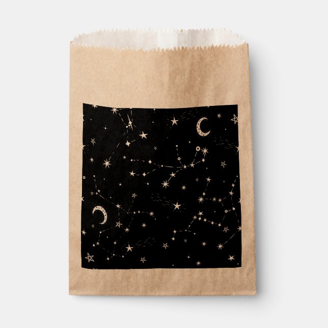 celestial moon stars constellations black favor bag (Front)