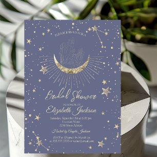 Celestial Moon,Stars Diamond Pastel Bridal Shower Invitation