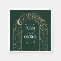 Celestial Moon Stars Emerald Green Wedding 