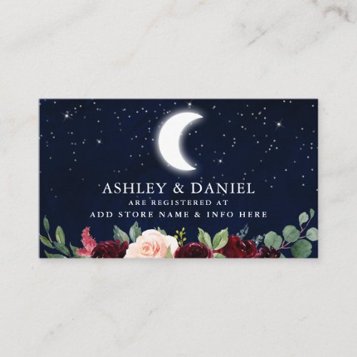 Celestial Moon Stars Floral Wedding Registry Card