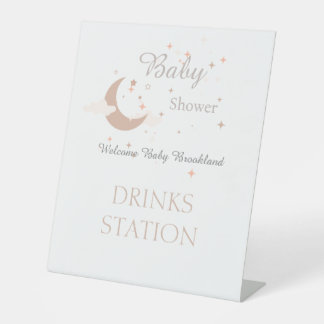 Celestial Moon & Stars Gender Neutral Welcome Baby Pedestal Sign