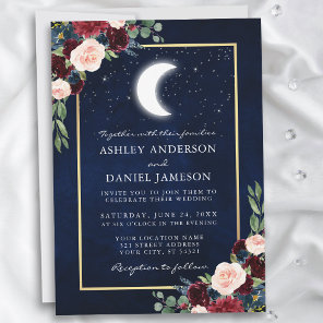 Celestial Moon Stars Gold Wedding Invitation