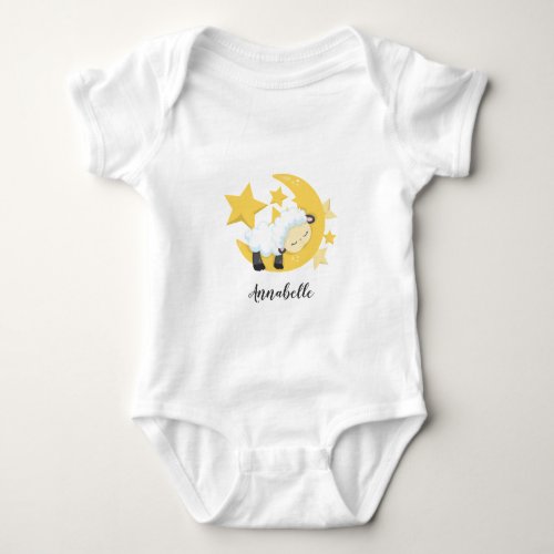 Celestial Moon Stars  Lamb Baby Monogram Baby Bodysuit