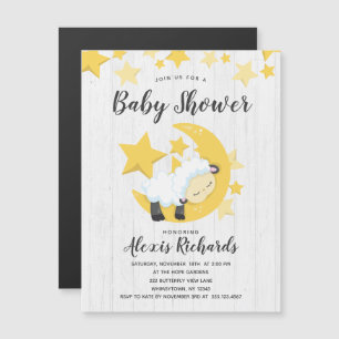Celestial Moon Stars & Lamb Baby Shower Invitation