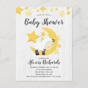 Celestial Moon Stars & Lamb Baby Shower Invitation