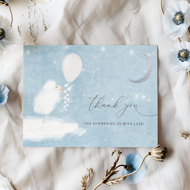 Celestial Moon Stars & Lamb Baby Shower Thank You  Card (Creator Uploaded)