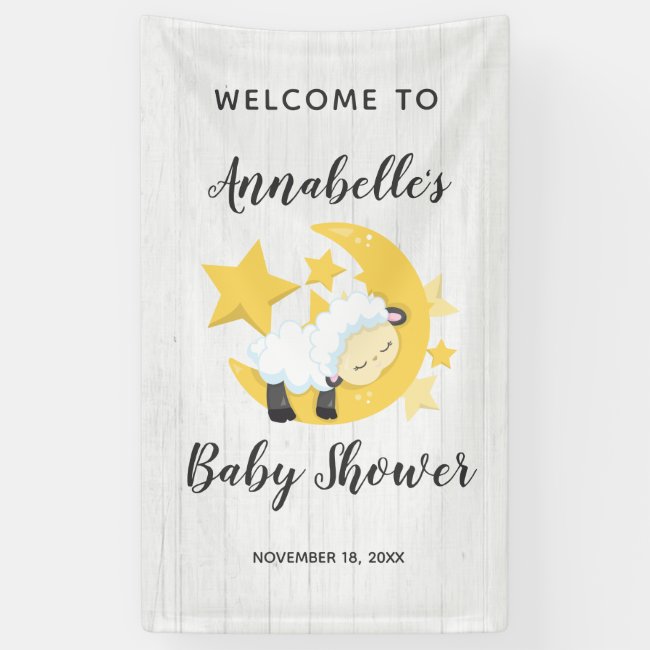Celestial Moon Stars & Lamb Baby Shower Welcome Banner