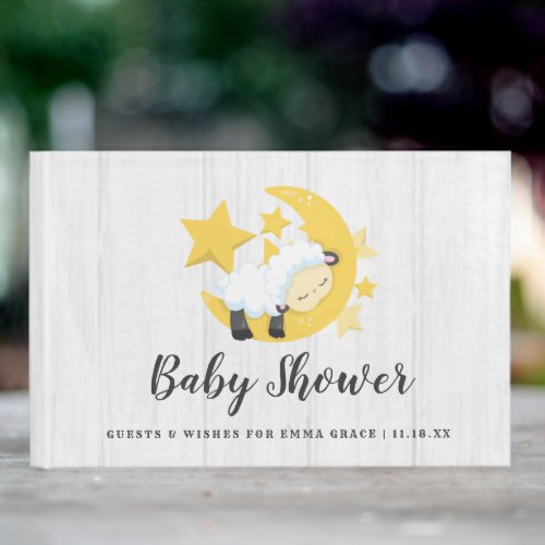 Celestial Moon Stars  Lamb Wishes for Baby Shower Guest Book