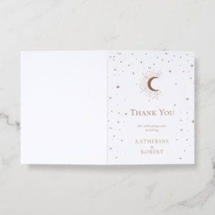 Celestial Moon Stars Letterpress Thank You Card