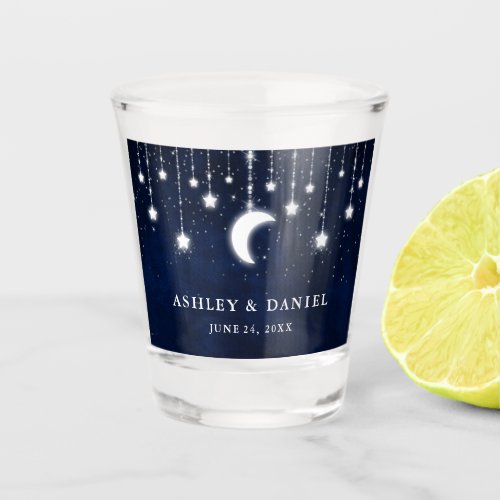 Celestial Moon Stars Lights Wedding Shot Glass