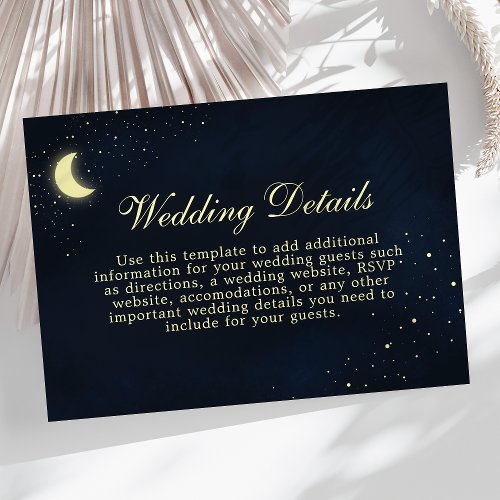 Celestial Moon Stars Midnight Blue Details Card