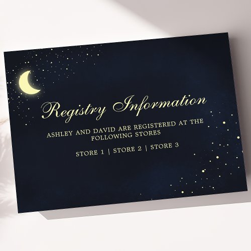 Celestial Moon Stars Midnight Blue Registry Card