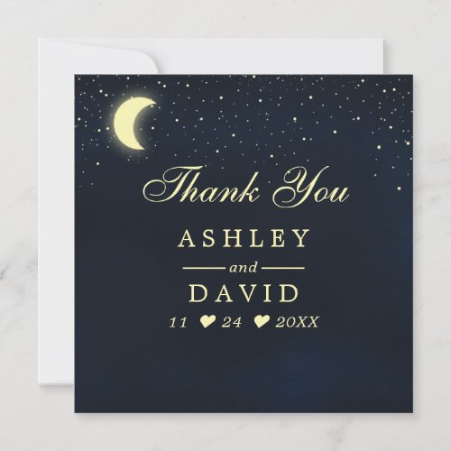 Celestial Moon Stars Midnight Blue Thank You Card