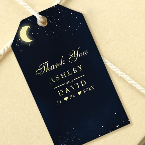 Celestial Moon Stars Midnight Blue Thank You Favor Gift Tags