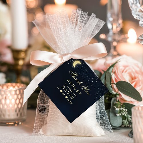 Wedding Favor Tags 10 Celestial Moon Stars Midnight Blue Thank You Tag